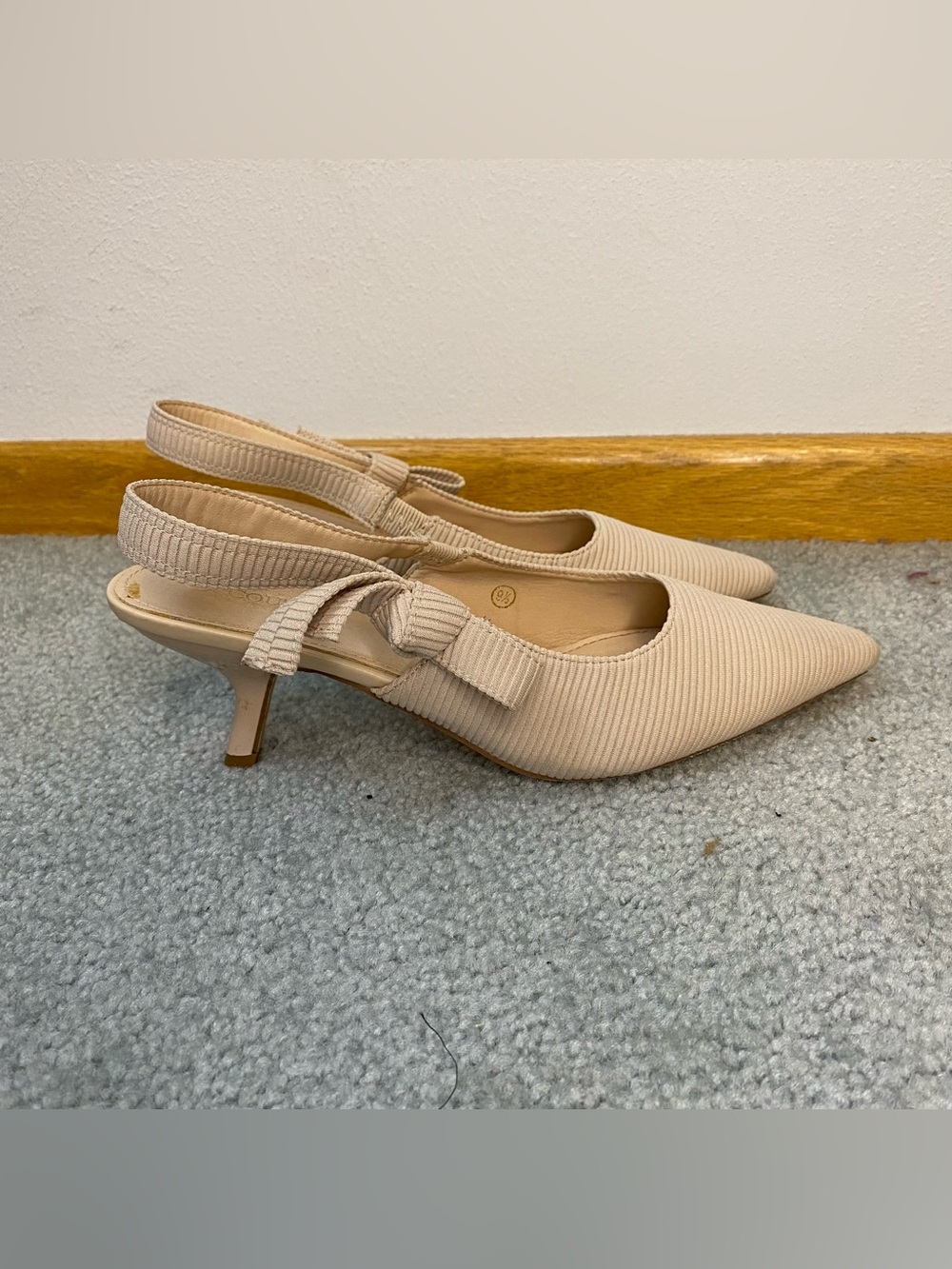 Coutgo Pink Slingback Kitten Heels Ribbed Bow Womens 9.5‎